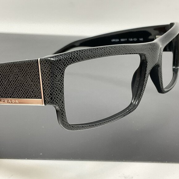 Prada VPR 20H 7JS 1O1 Sunglasses Eyeglasses Black Snakeskin Pattern Rectangular main image 8